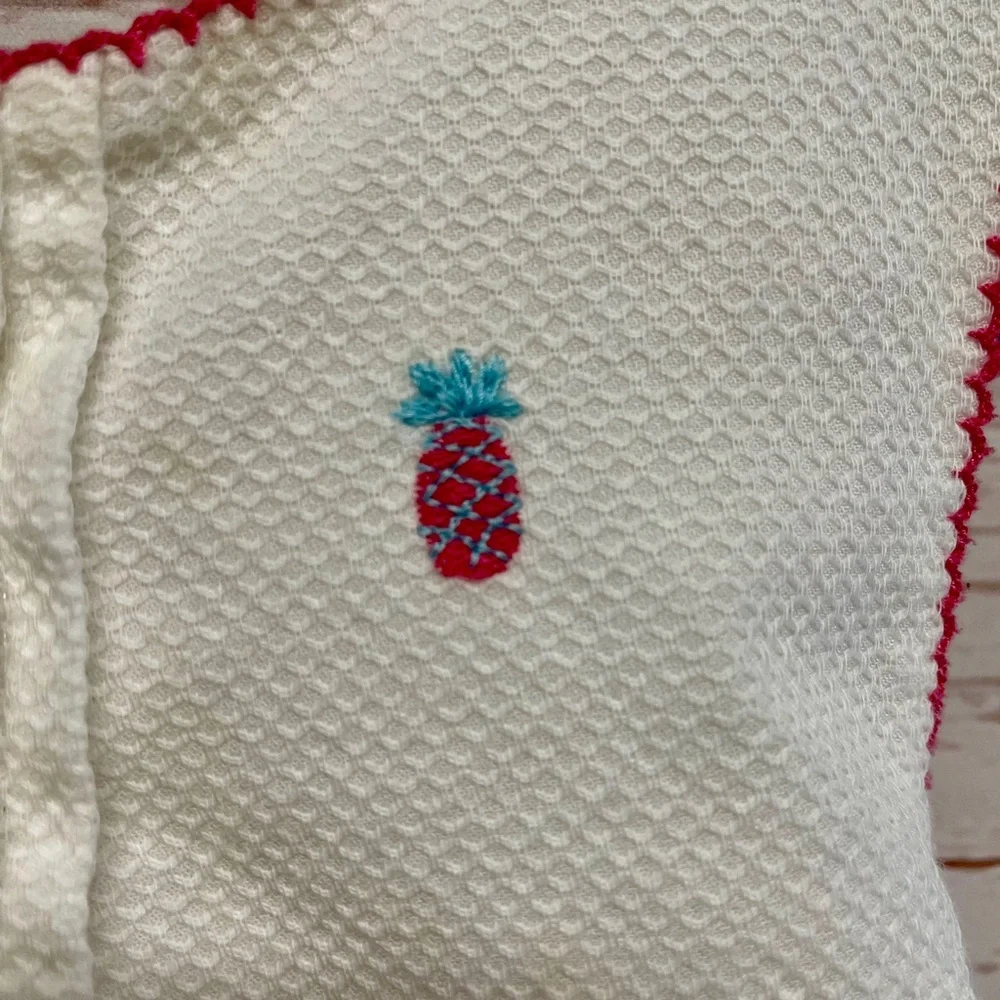 Janie and Jack Cotton criss cross back pineapple embroidered top